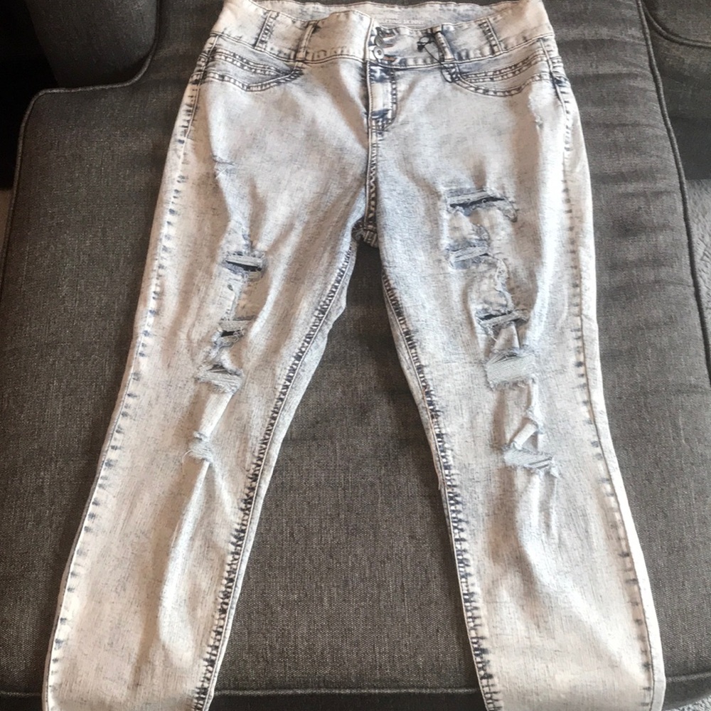 High rise sculpture skinny jeans